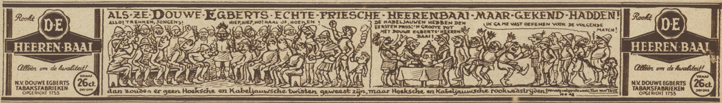 717143 Advertentie in de vorm van een stripverhaaltje van Ton van Tast over Hoeken en Kabeljauwen, voor Douwe Egberts ...